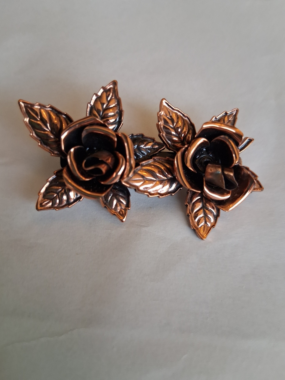 Vintage Renoir Matisse Copper Rose Leaf Brooch - Women Jewelry